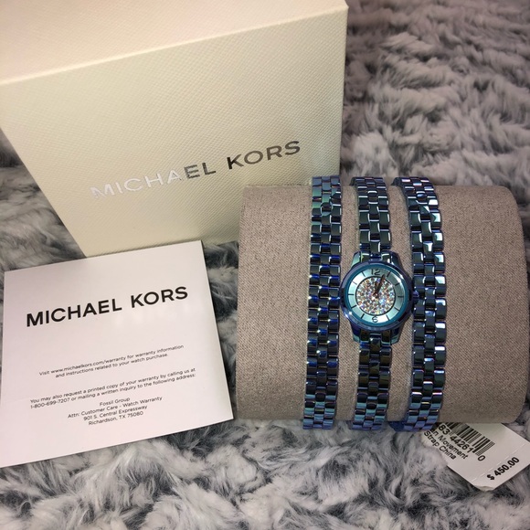 Michael Kors Petite Runway Blue Triple Wrap Watch - Picture 2 of 8